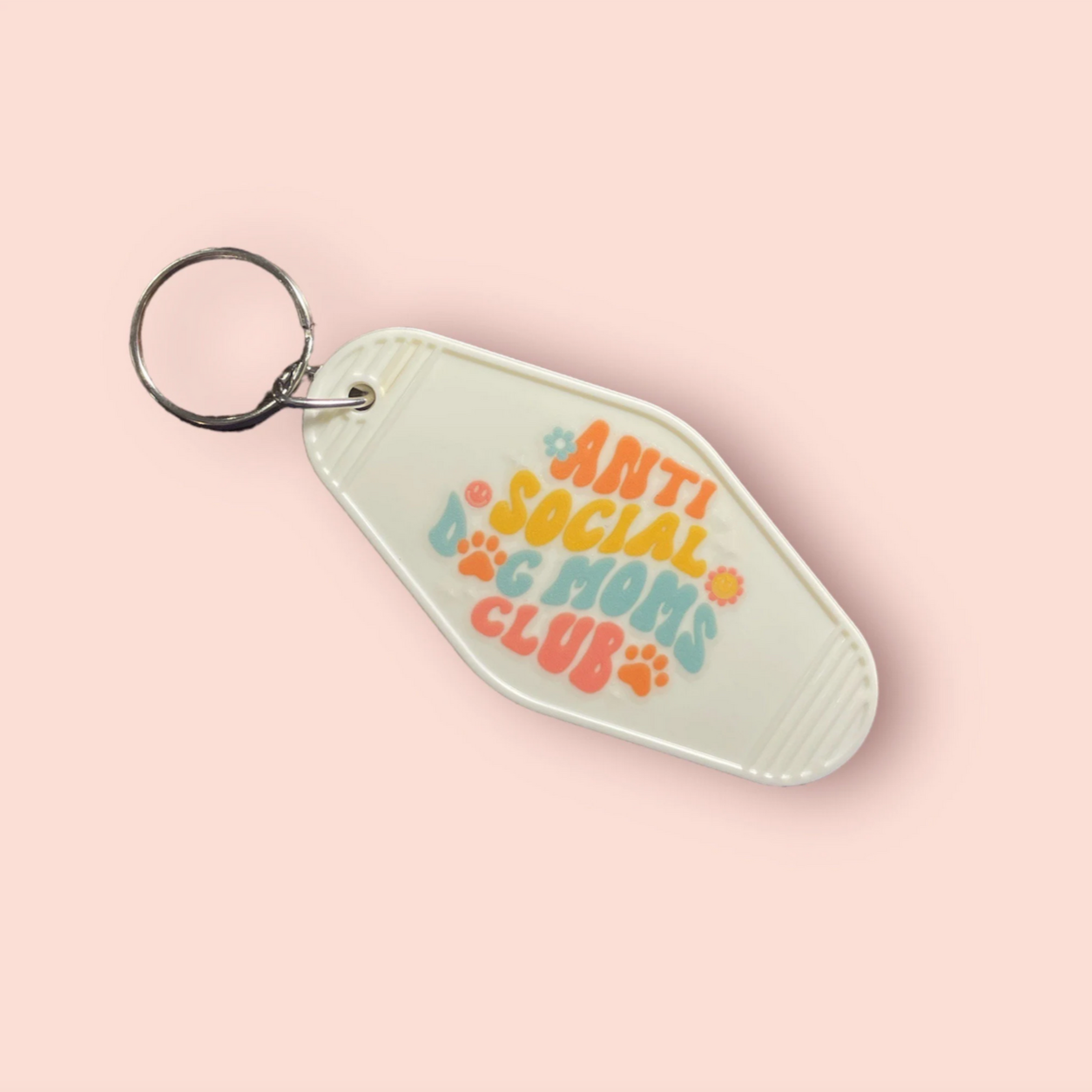 Anti Social Dog Moms Club Motel Keychain