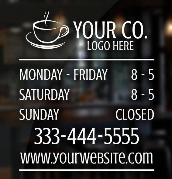 Custom Vinyl Store Hours Decal