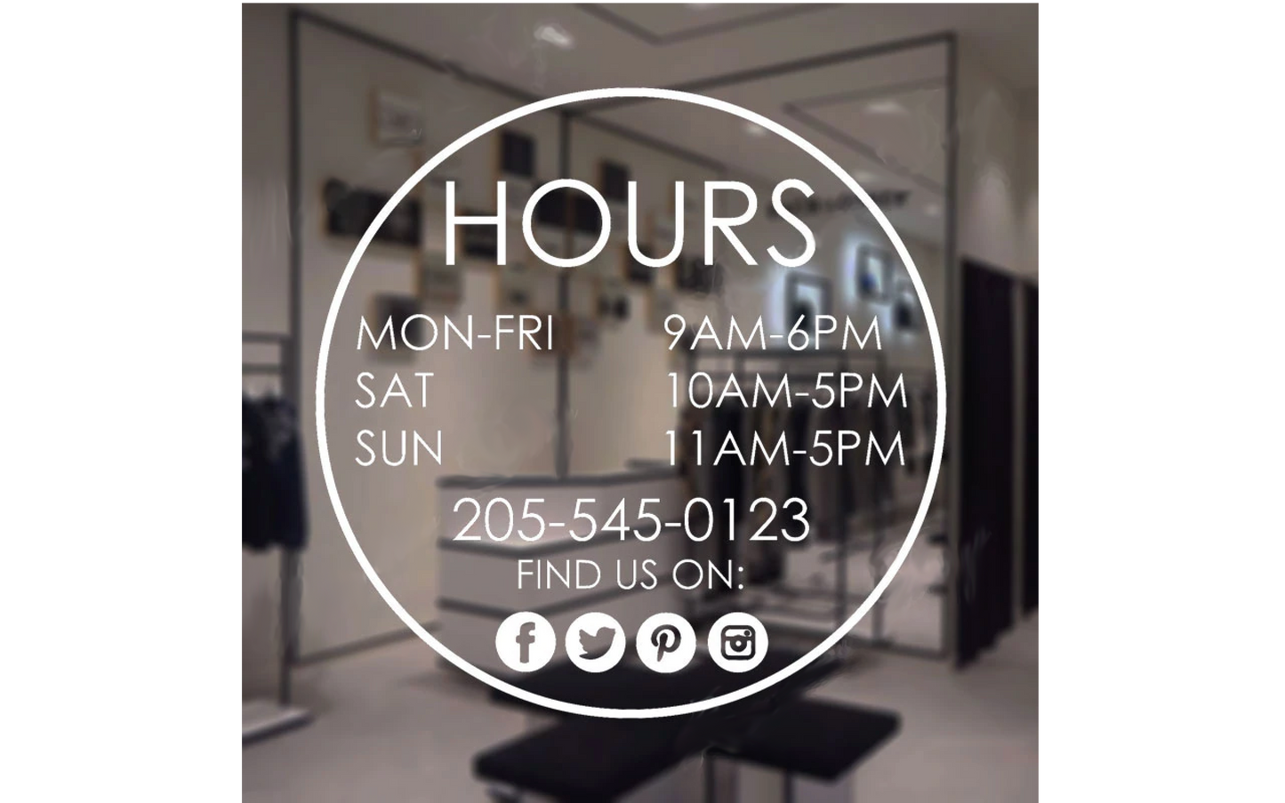 Custom Vinyl Store Hours Decal