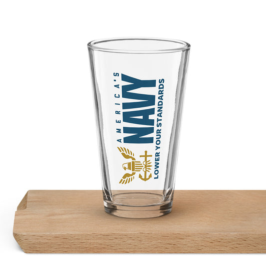 America's Navy Lower Your Standards Beer Glass